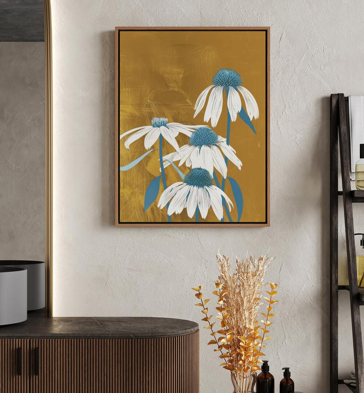 sun-kissed petals electric wall art prints placed above the table