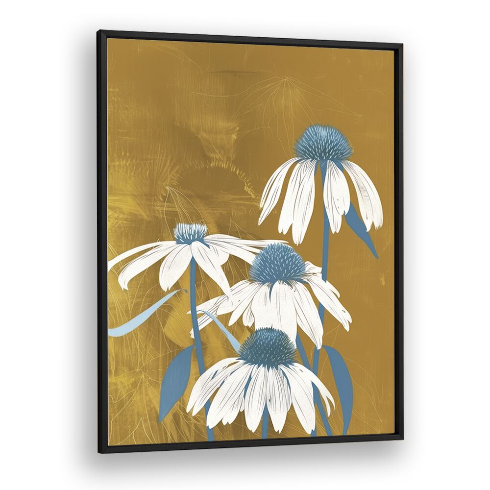 sun-kissed petals electric wall art prints in Black Plain Frame