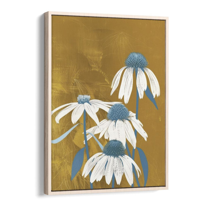 sun-kissed petals electric wall art prints in Oak Wood Floater Frame