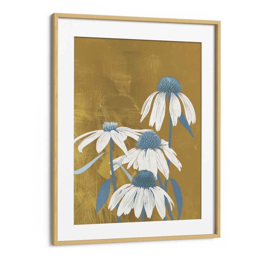 sun-kissed petals electric wall art prints in Oak Wood Frame With Mount