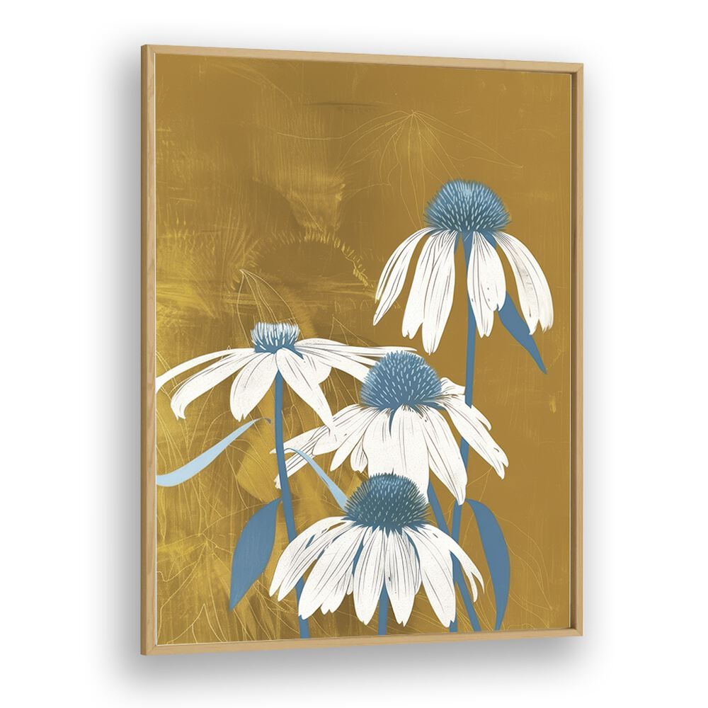 sun-kissed petals electric wall art prints in Oak Wood Plain Frame