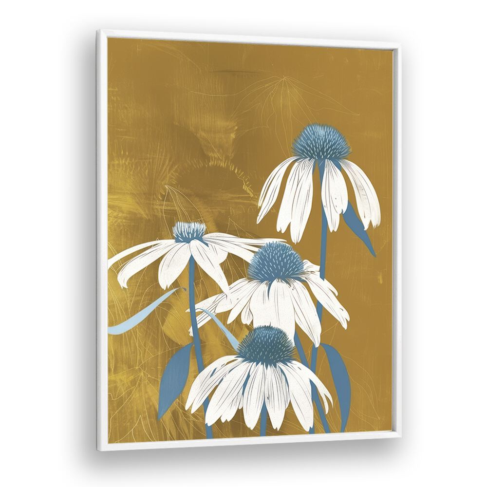 sun-kissed petals electric wall art prints in White Plain Frame