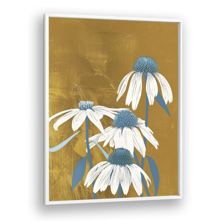 sun-kissed petals electric wall art prints in White Plain Frame