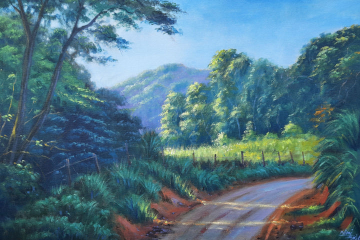 SUNLIT FOREST PATHWAY   , HANDMADE ARTWORKS