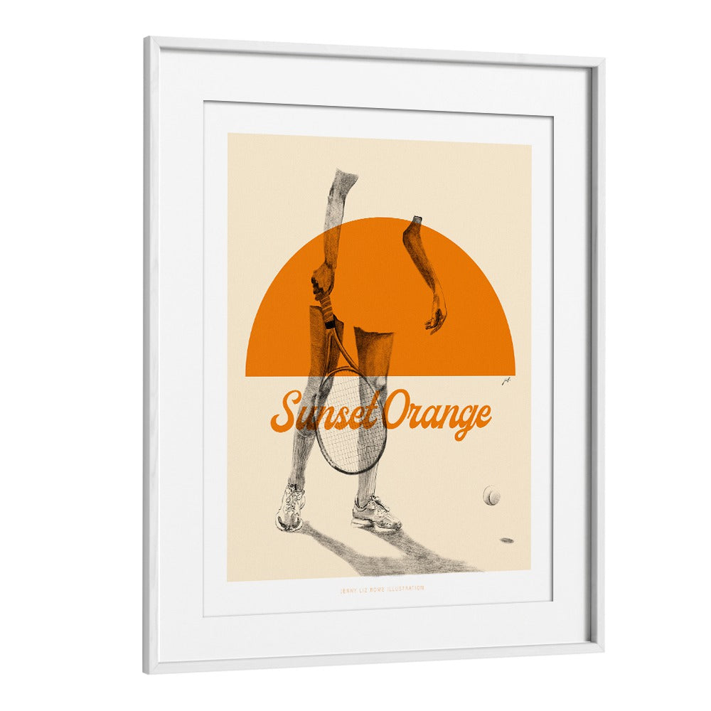 sunset orange portraits-figurative illustrations in White Frame With Mount