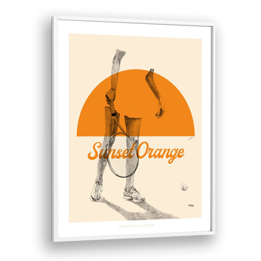 sunset orange portraits-figurative illustrations in White Plain Frame