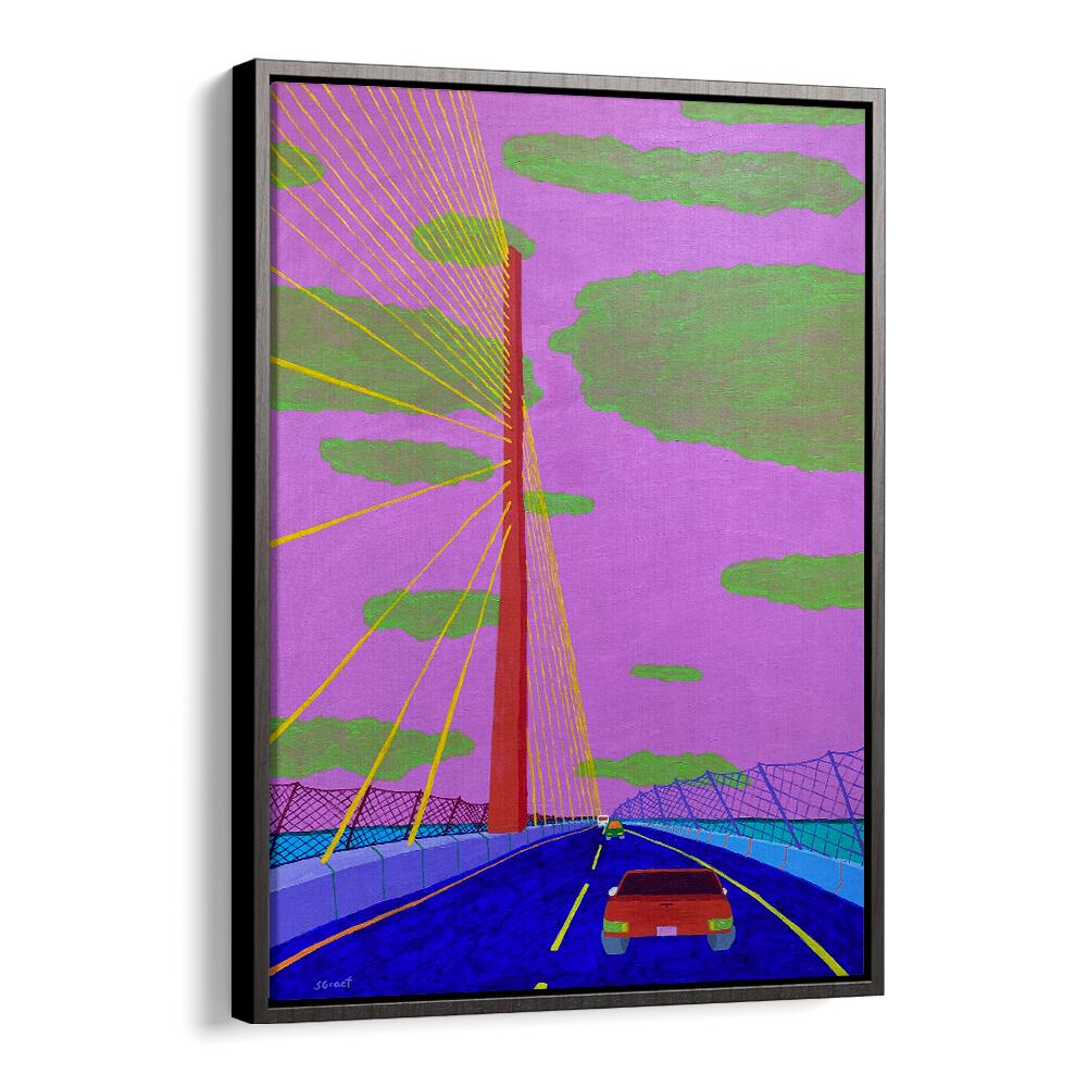 sunshine syway bridge ii landscape art prints in Black Floater Frame