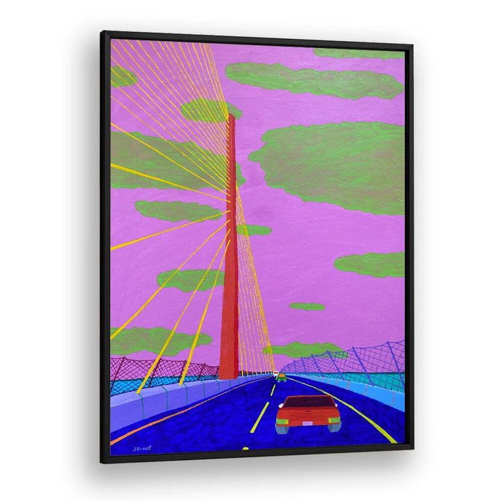 sunshine syway bridge ii landscape art prints in Black Plain Frame