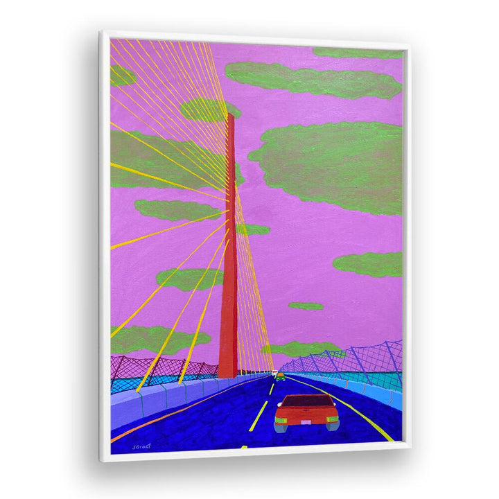 sunshine syway bridge ii landscape art prints in White Plain Frame