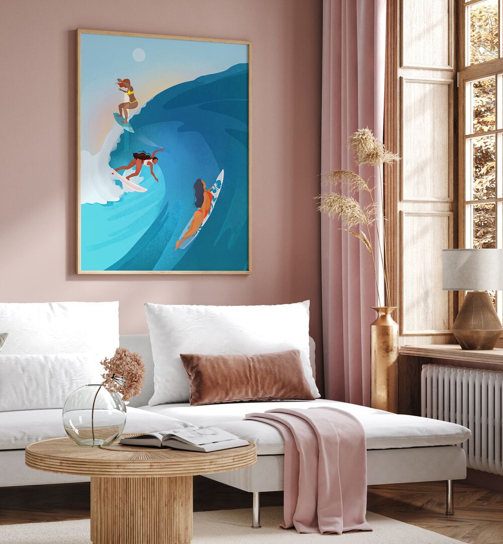 surfers by petra lidze sports posters surf posters Artwork III placed on a wall