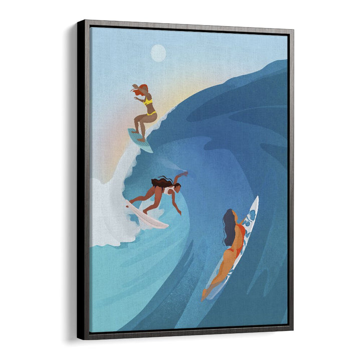 surfers by petra lidze sports posters surf posters in Black Floater Frame