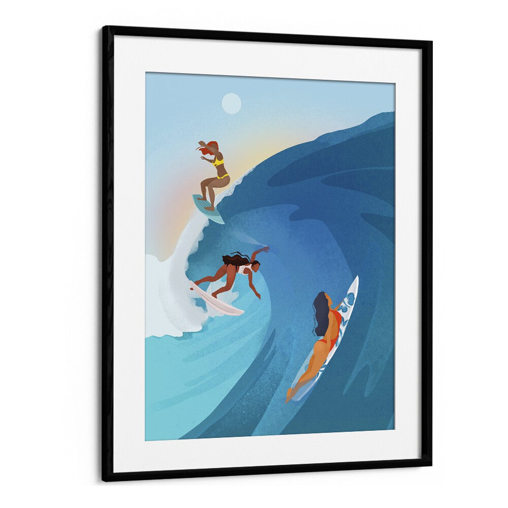 surfers by petra lidze sports posters surf posters in Black Frame With Mount