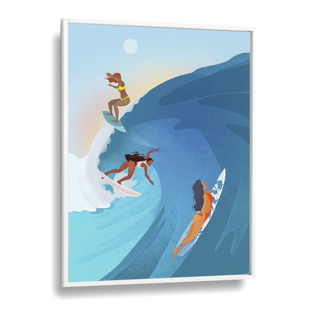 surfers by petra lidze sports posters surf posters in White Plain Frame