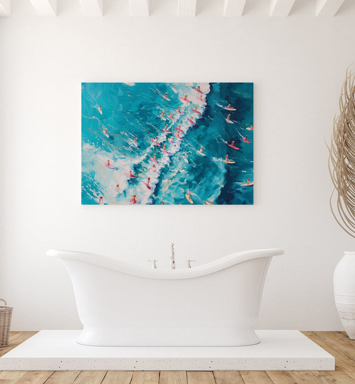 surfing in pink perfection electric wall art prints Artwork II placed on a Wall 