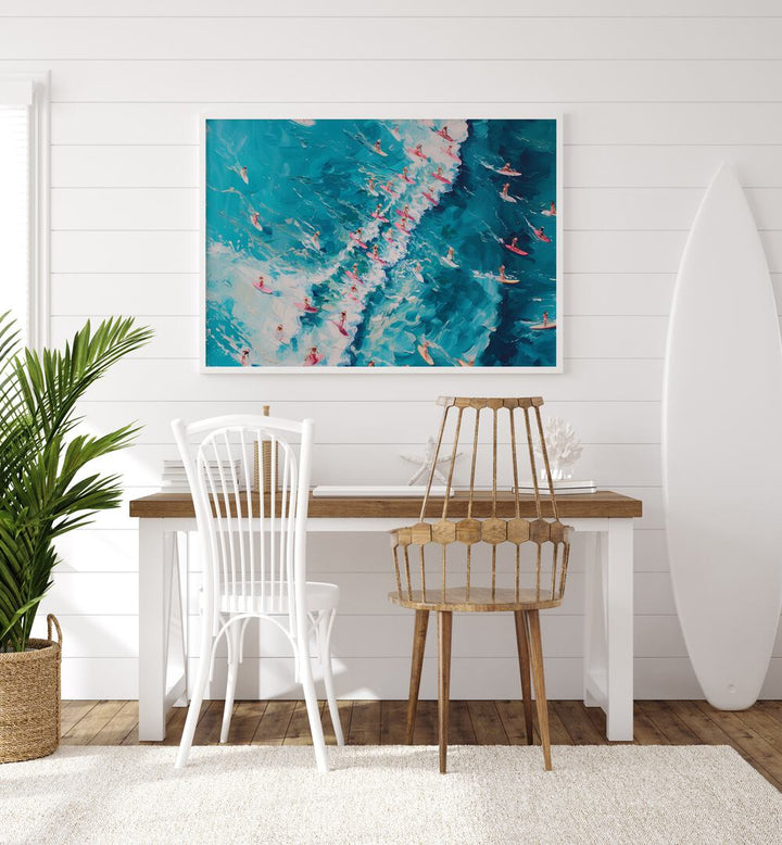 surfing in pink perfection electric wall art prints Artwork III placed on a Wall 