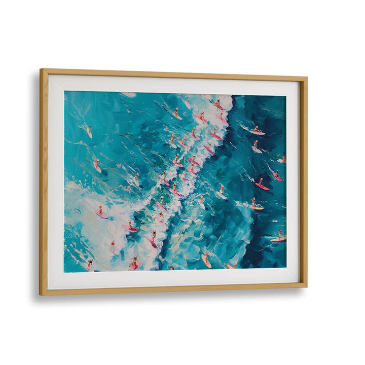 surfing in pink perfection electric wall art prints in Oak Wood Frame With Mount