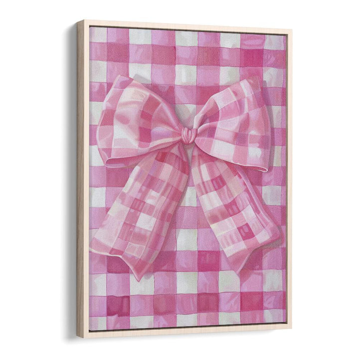 sweet pink checkerboard electric wall art prints in Oak Wood Floater Frame