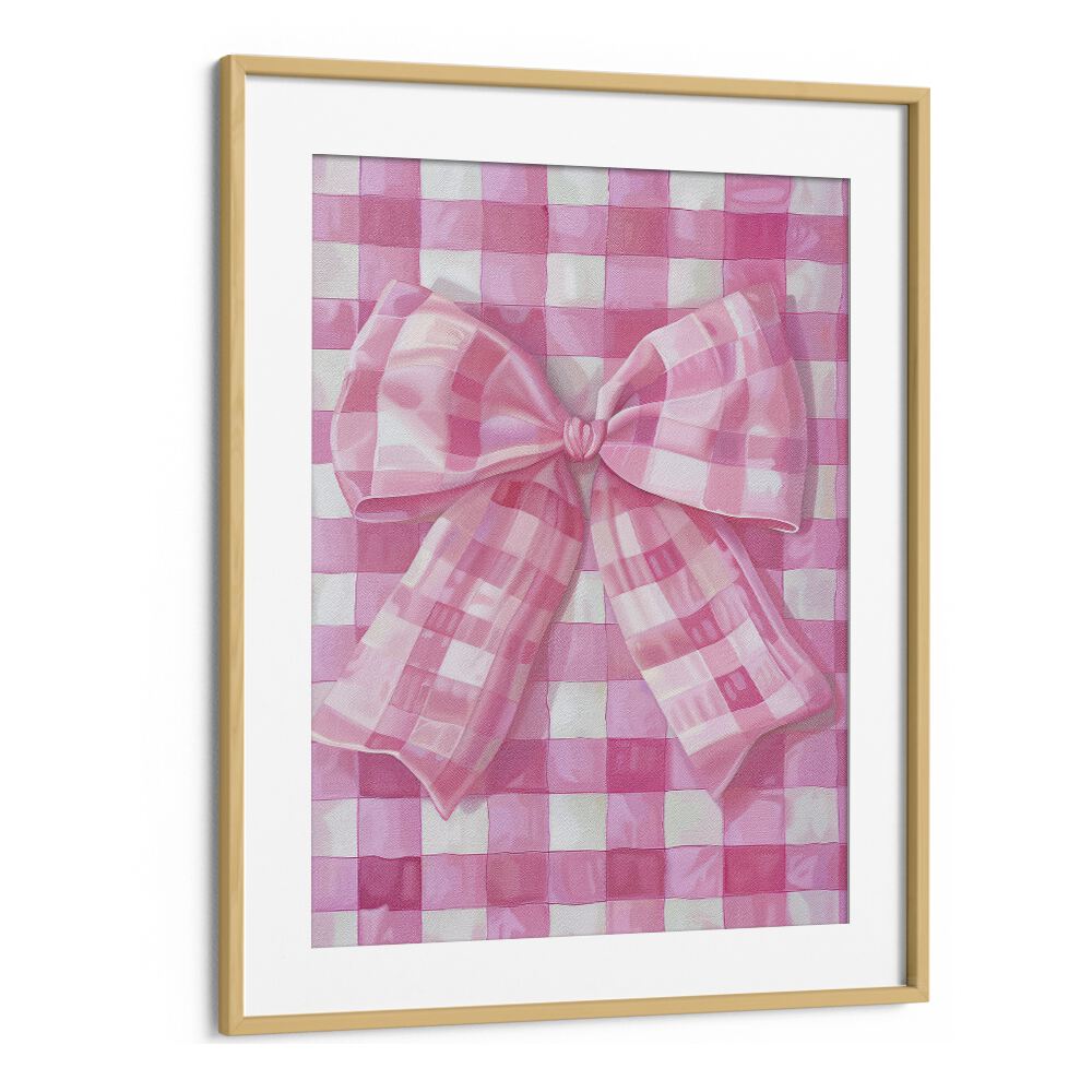 sweet pink checkerboard electric wall art prints in Oak Wood Frame With Mount