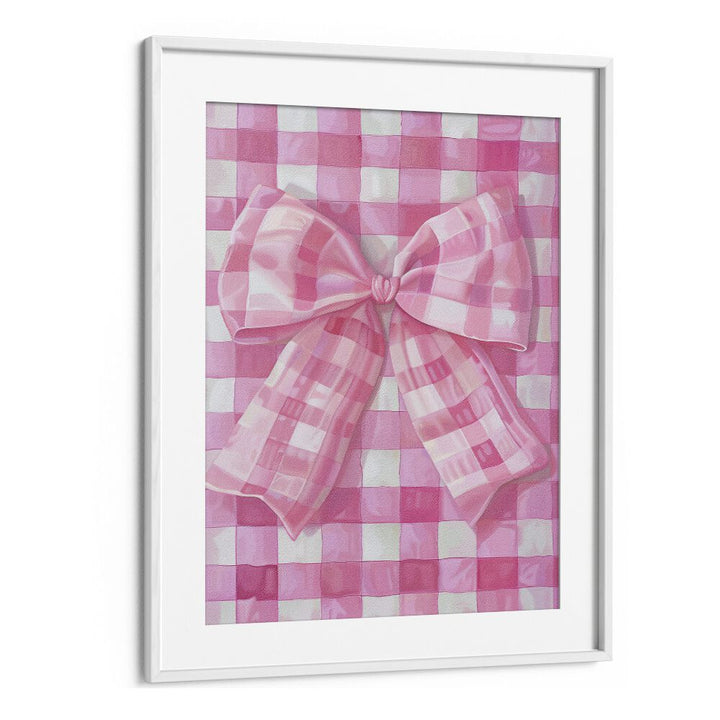 sweet pink checkerboard electric wall art prints in White Frame With Mount