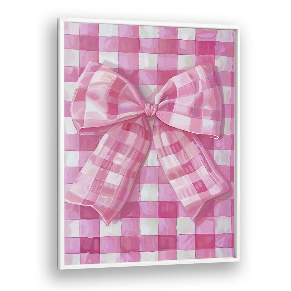 sweet pink checkerboard electric wall art prints in White Plain Frame