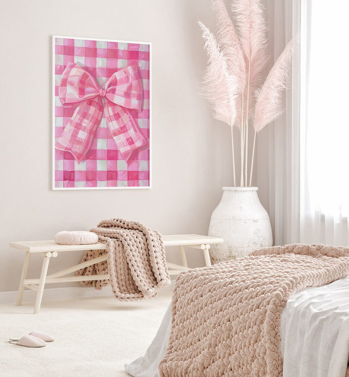 sweet pink checkerboard electric wall art prints Artwork  placed on a wall