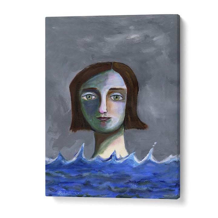 swimming girl women illustration paintings in Gallery Wrap