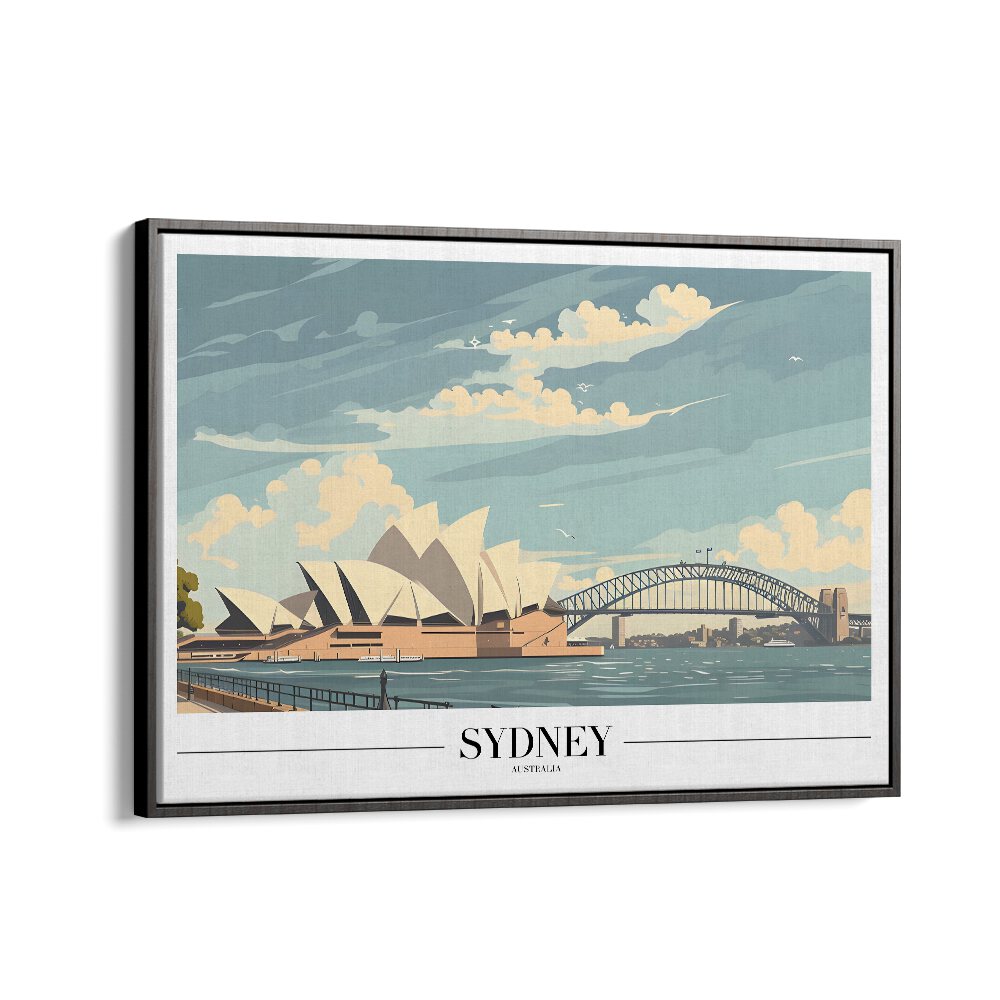 sydney I travel posters in Black Floater Frame