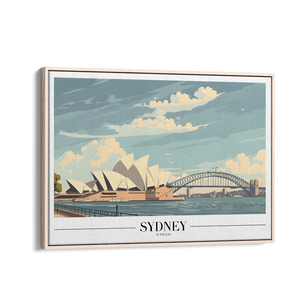 sydney I travel posters in Oak Wood Floater Frame