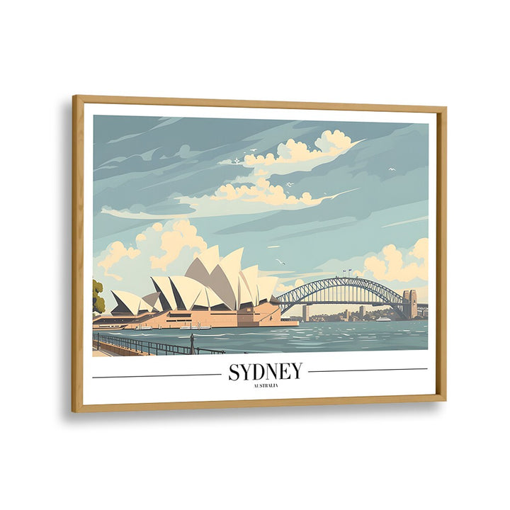 sydney I travel posters in Oak Wood Plain Frame