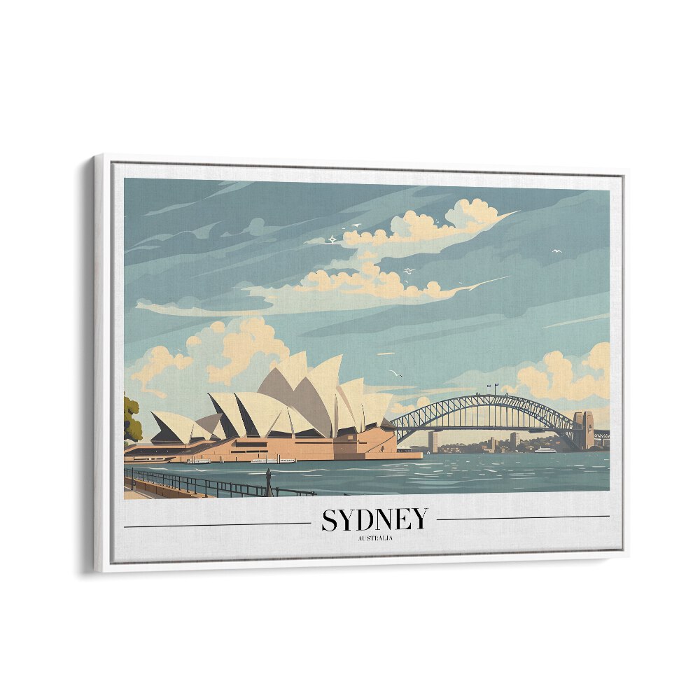 sydney I travel posters in White Floater Frame