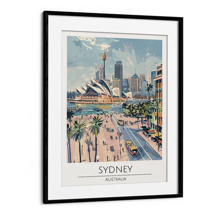 sydney-australia travel posters in Black Frame With Mount