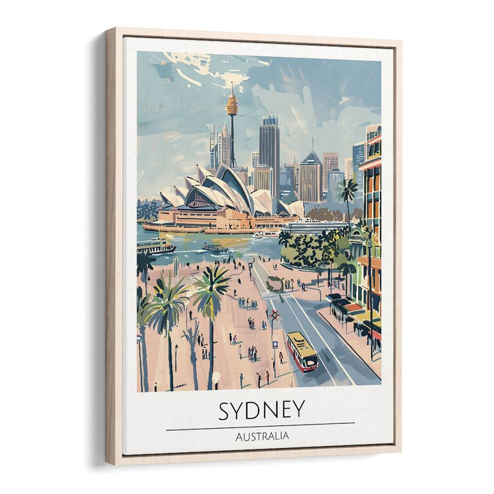 sydney-australia travel posters in Oak Wood Floater Frame