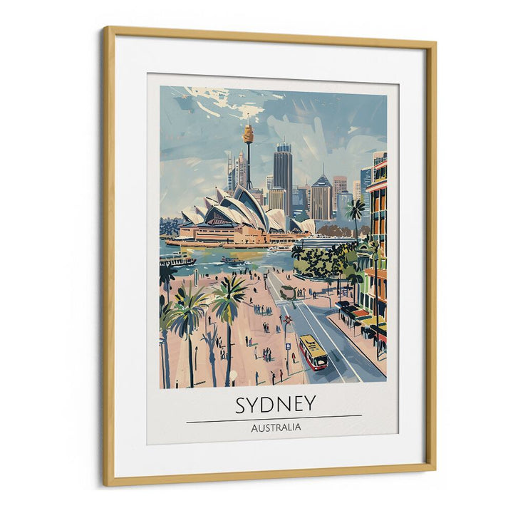 sydney-australia travel posters in Oak Wood Frame With Mount