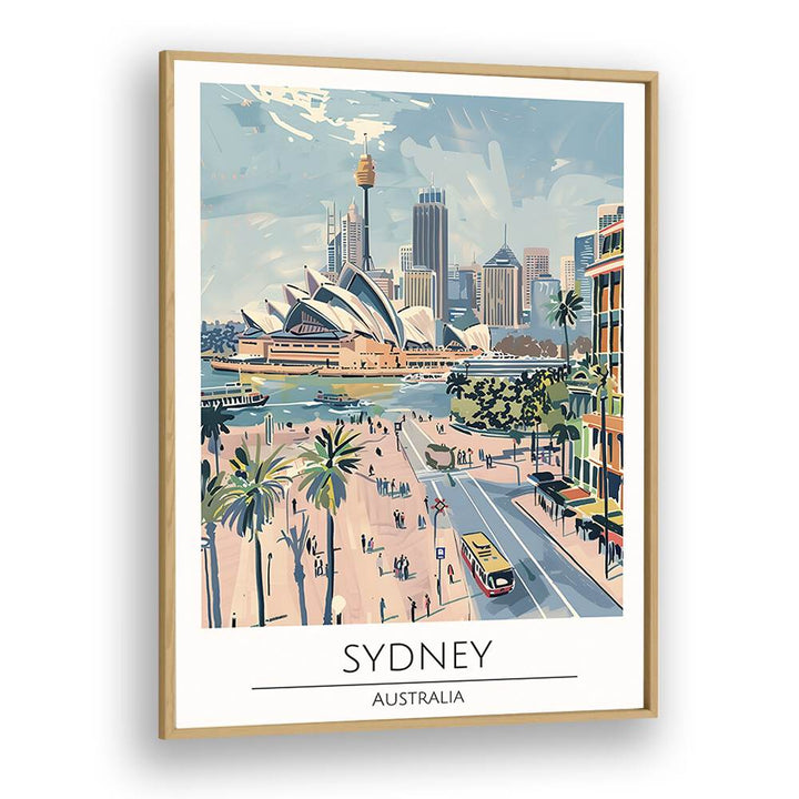 sydney-australia travel posters in Oak Wood Plain Frame