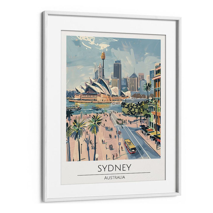 sydney-australia travel posters in White Frame With Mount