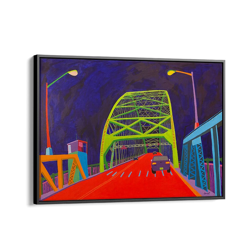 tacony palmyra bridge  landscape art prints in Black Floater Frame