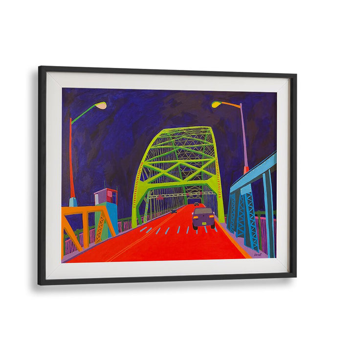 tacony palmyra bridge  landscape art prints in Black Frame With Mount