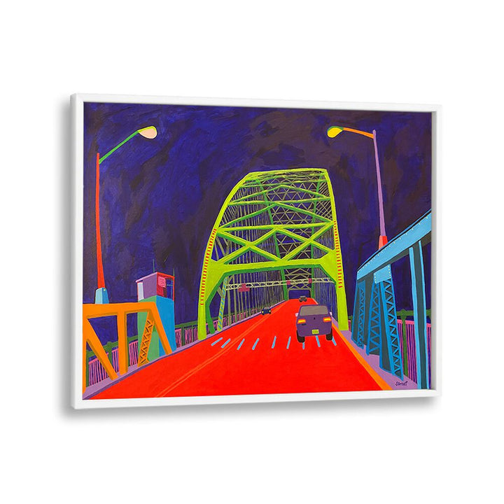 tacony palmyra bridge  landscape art prints in White Plain Frame