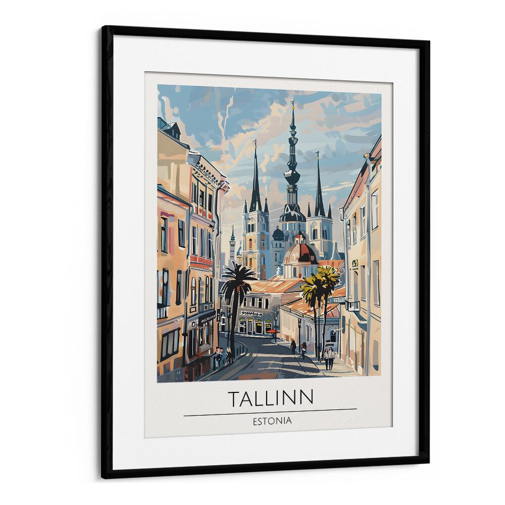 tallinn-estonia travel posters in Black Frame With Mount