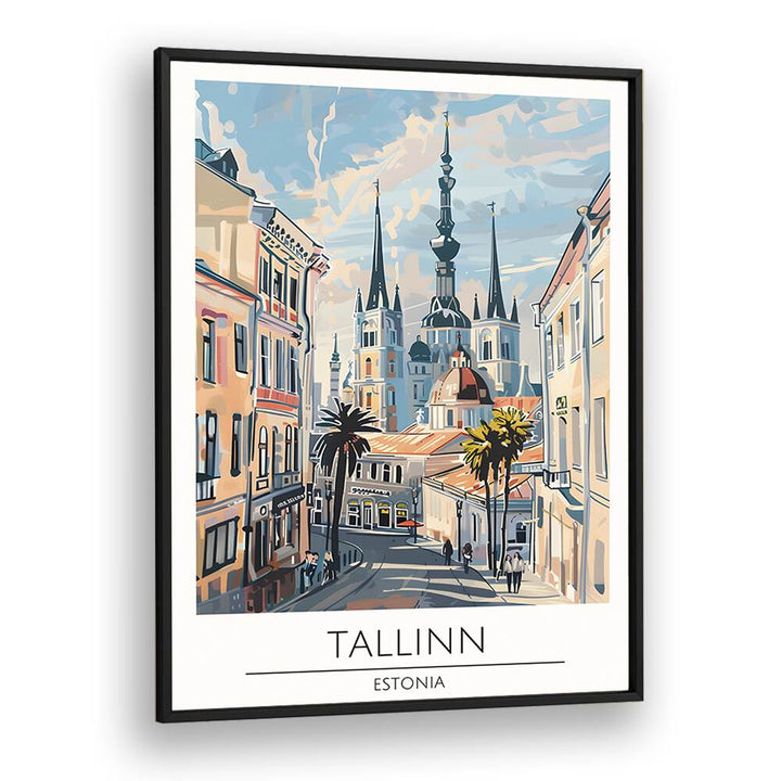 tallinn-estonia travel posters in Black Plain Frame