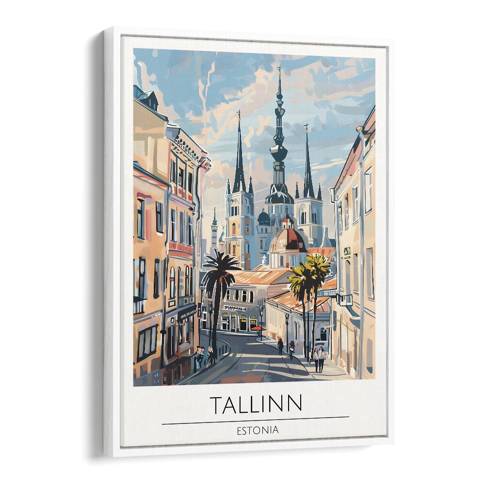 tallinn-estonia travel posters in White Floater Frame