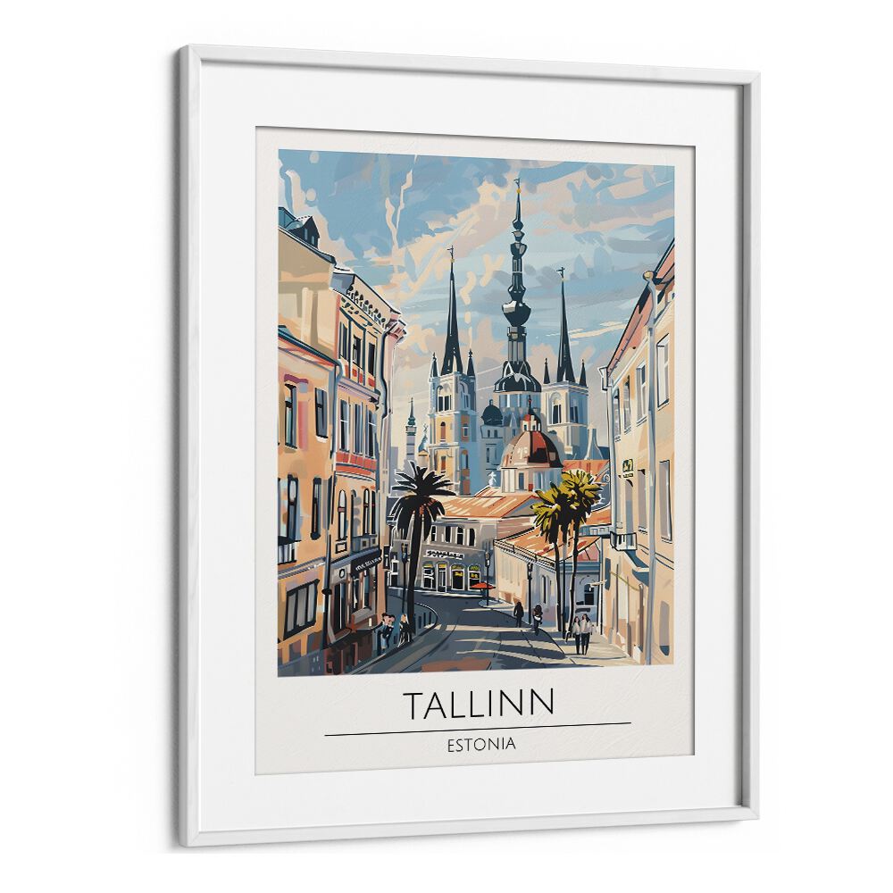 tallinn-estonia travel posters in White Frame With Mount