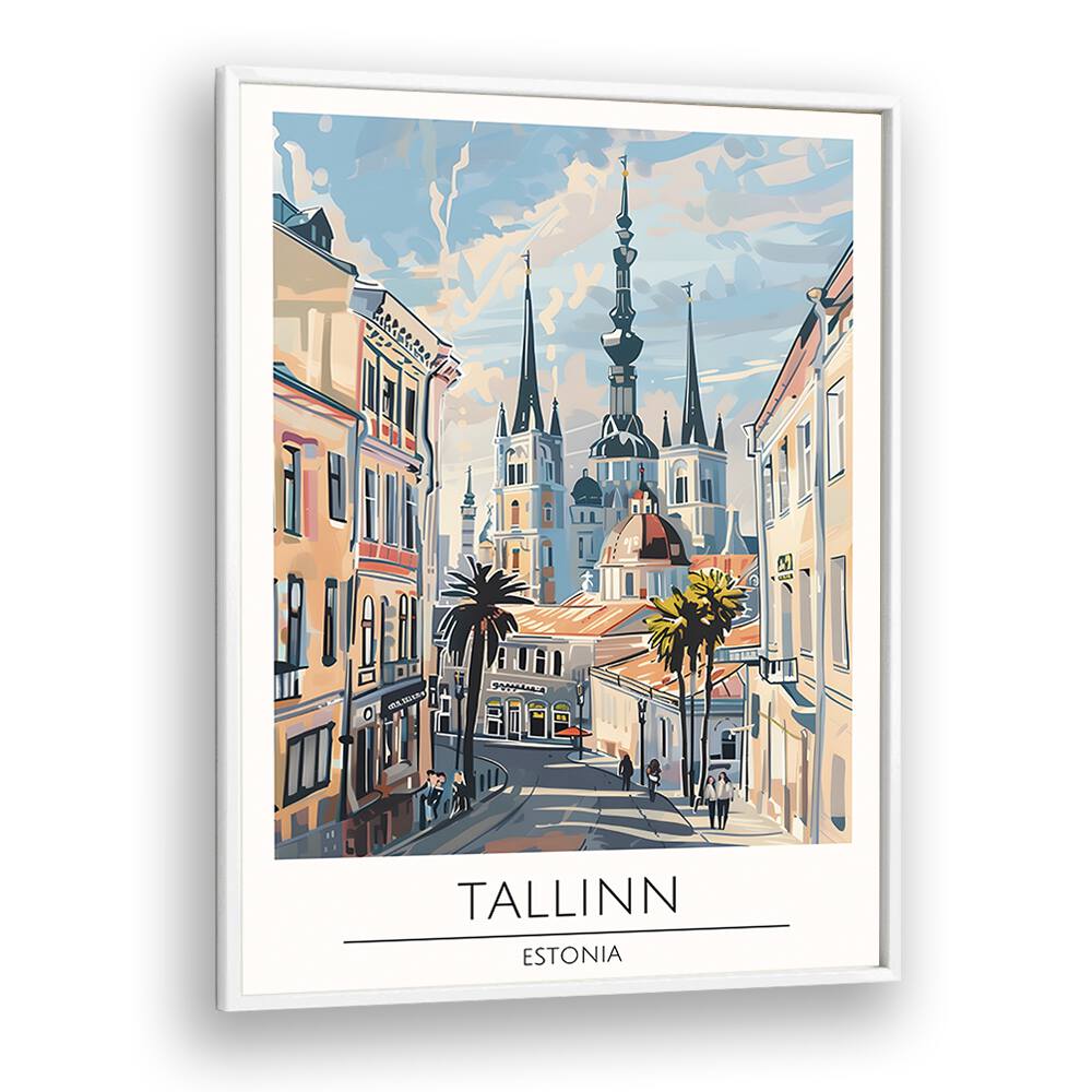 tallinn-estonia travel posters in White Plain Frame