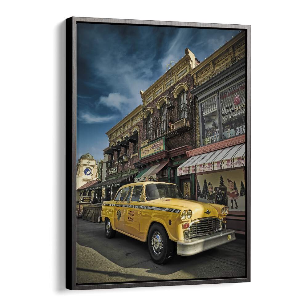 taxi car poster in Black Floater Frame