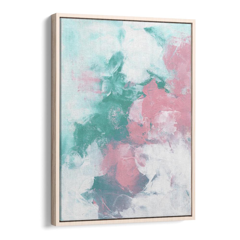 teal kiss by ejaaz haniff abstract art prints in Oak Wood Floater Frame