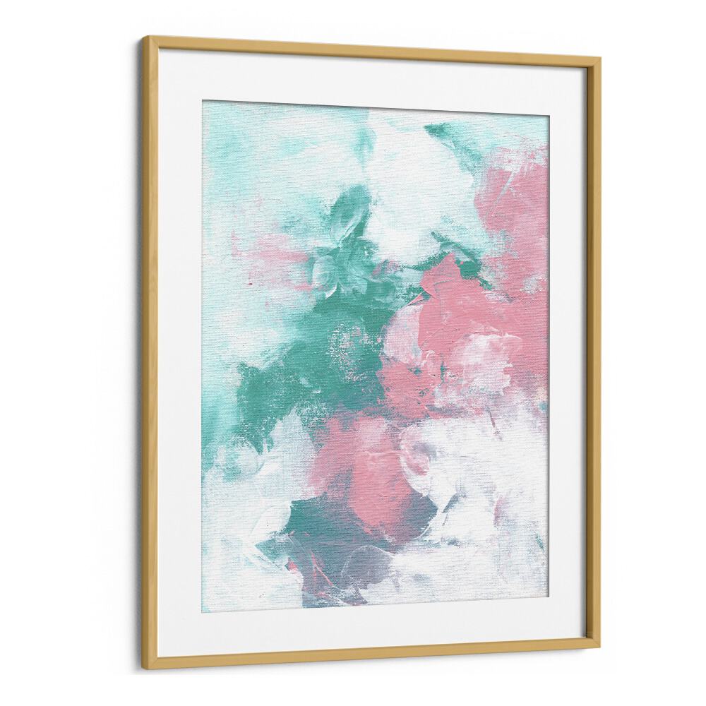 teal kiss by ejaaz haniff abstract art prints in Oak Wood Frame With Mount