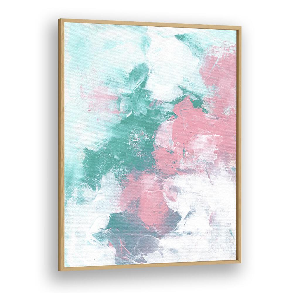 teal kiss by ejaaz haniff abstract art prints in Oak Wood Plain Frame