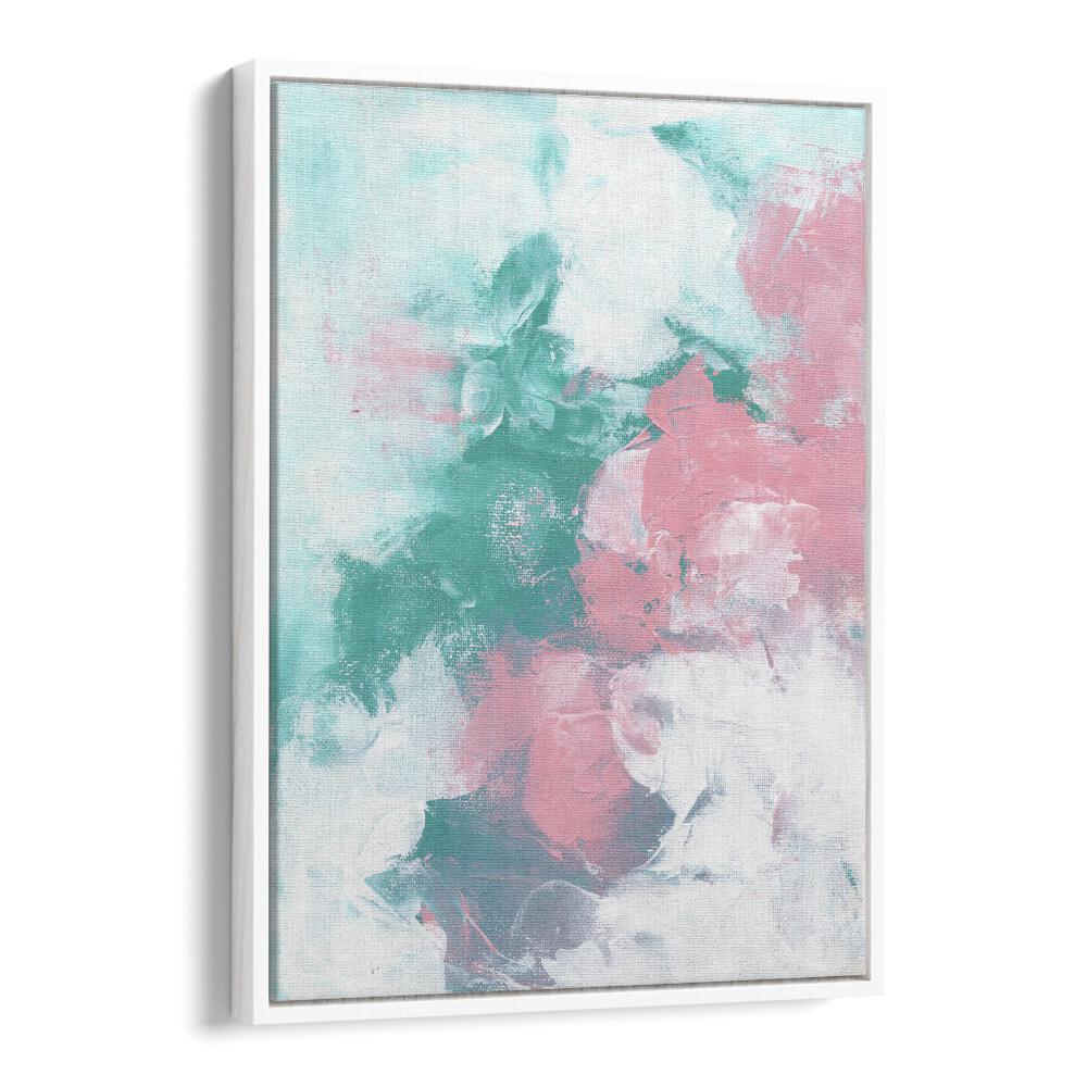 teal kiss by ejaaz haniff abstract art prints in White Floater Frame