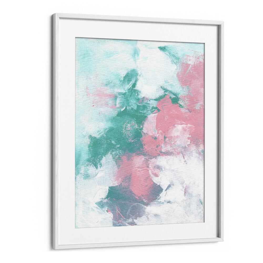 teal kiss by ejaaz haniff abstract art prints in White Frame With Mount