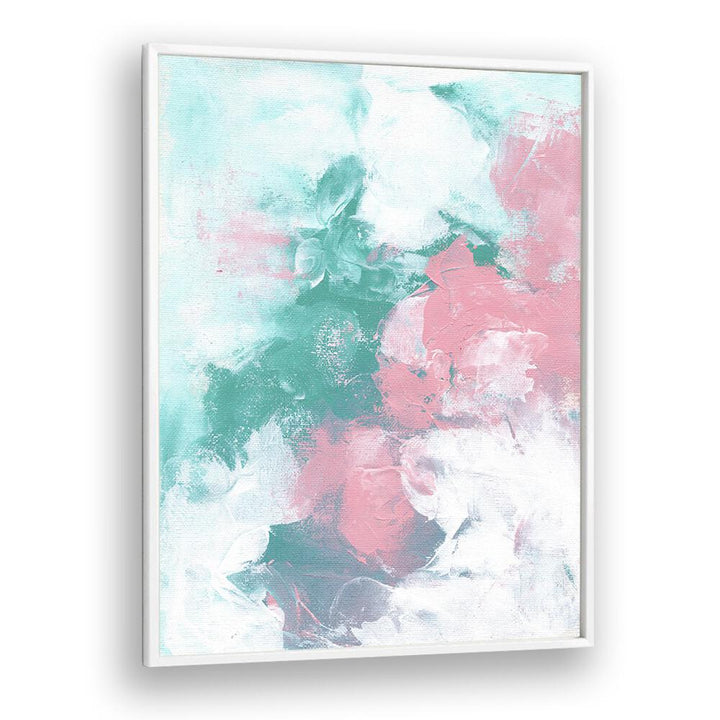 teal kiss by ejaaz haniff abstract art prints in White Plain Frame